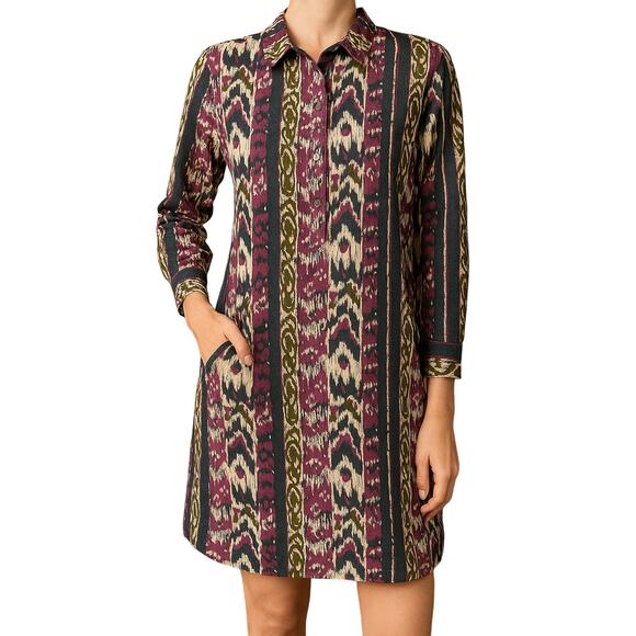 Roller Rabbit Abstract Collared Dress Shirt Tunic Long Sleeve Purple Size Medium - Picture 1 of 13
